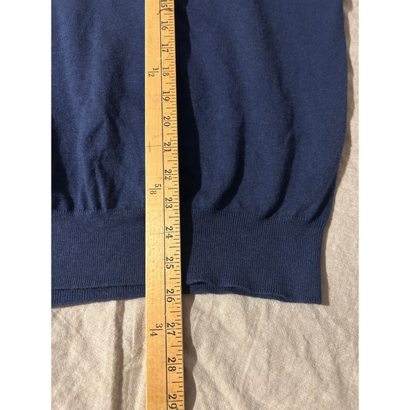 Peter Millar Mens Navy Blue Crew Neck Sweater Pima Cotton Silk Cashmere Large - Picture 4 of 6